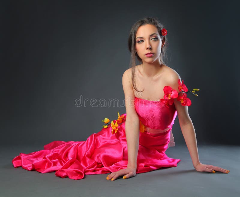 Dress with flowers stock image. Image of elegance, hands 29171387