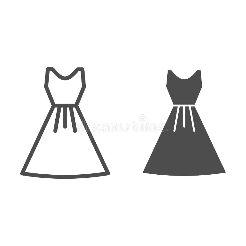 Dress Line and Solid Icon, Summer Concept, Classic Fashion Female ...