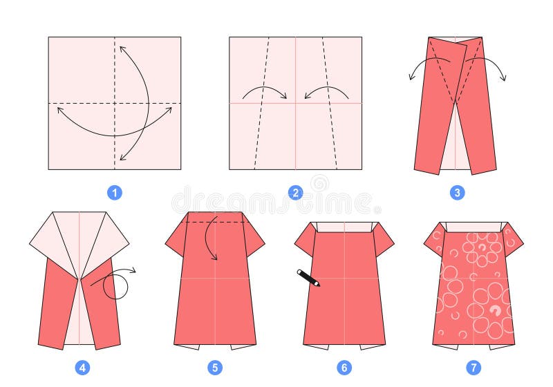 Step Step Instructions How To Make Origami Dress Stock Illustrations ...