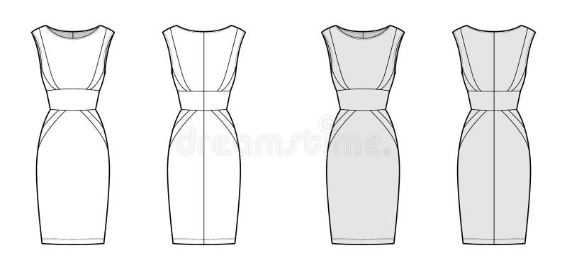 Dress Panel Tube Technical Fashion Illustration with Hourglass ...