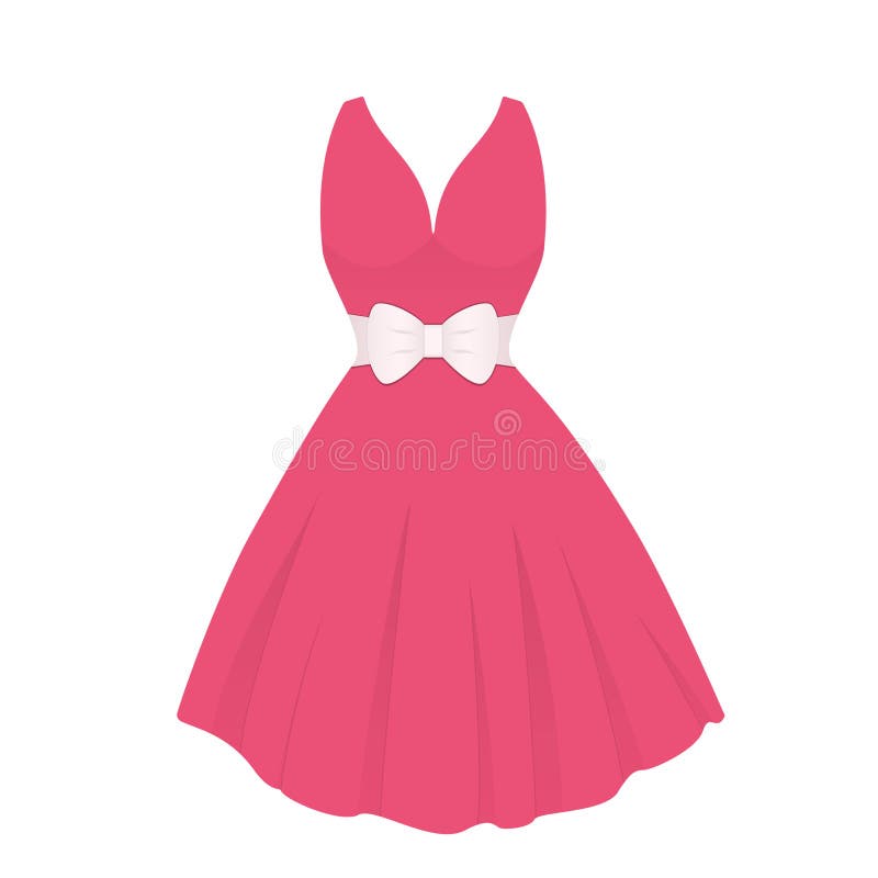 Dress with a Ribbon Coloring Page Stock Illustration - Illustration of ...