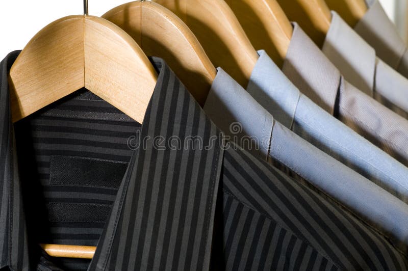 Dress Shirts on Hangers. stock image. Image of hangar 7591729