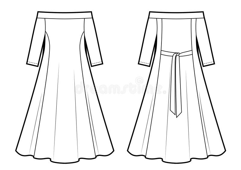 Dress without Shoulder Vector Sketch Stock Illustration - Illustration ...