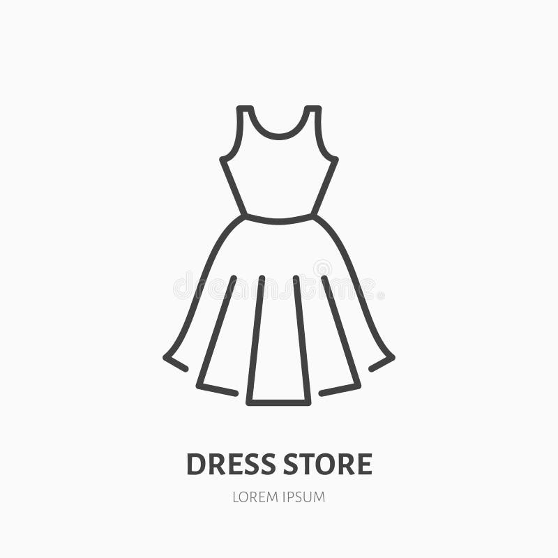 Dress Store Flat Line Icon. Women Apparel, Evening Gown Sign Stock ...