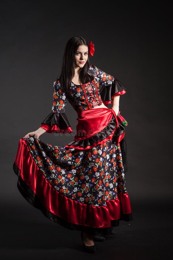 Dresse nacional gitano del flamenco fotografía de archivo Dresse nacional gitano del flamenco fotografía de archivo