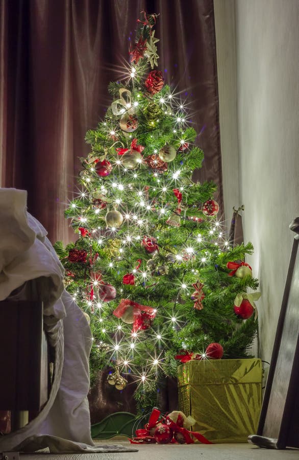 Dressed Christmas tree stock photography