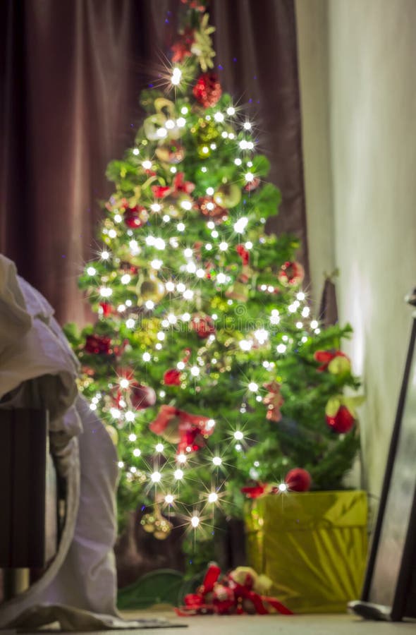 Dressed Christmas tree stock photography