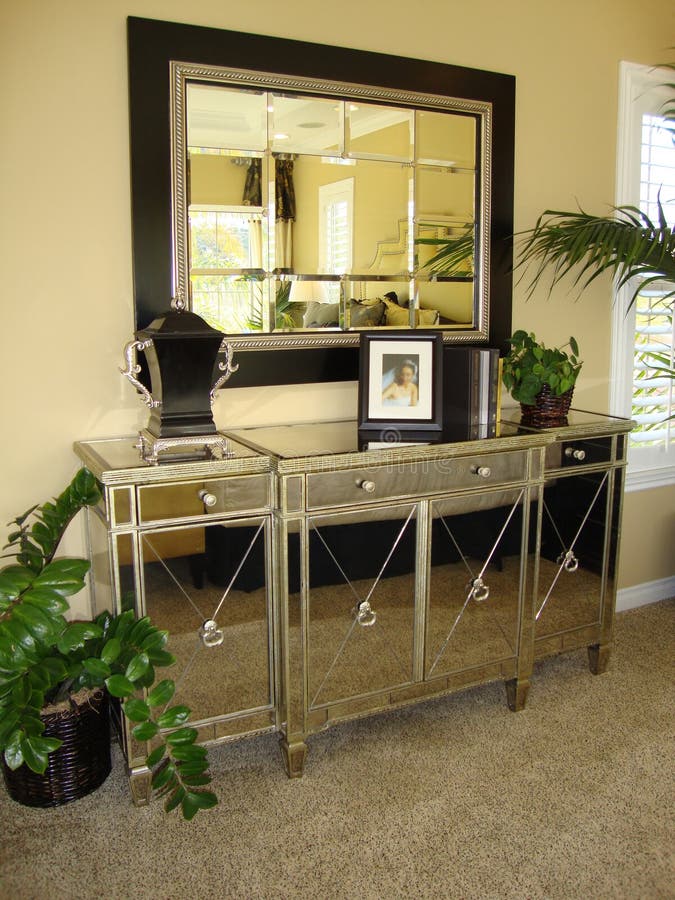 Modern Dresser and Mirror stock photo. Image of silver 19890898