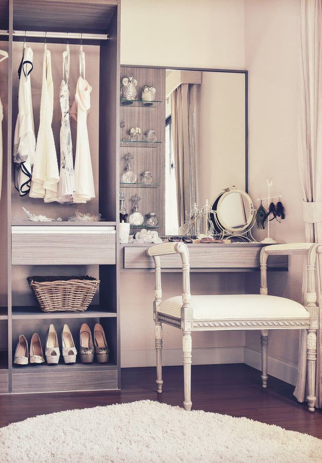 Dressing Room with Classic White Chair and Dressing Table Stock Image ...