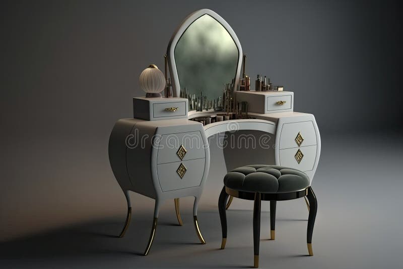 Dressing Table with Mirror and Makeup Chair, Showcasing the Versatility