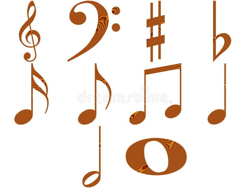 Wooden music notes isolated in white. Wooden music notes isolated in white