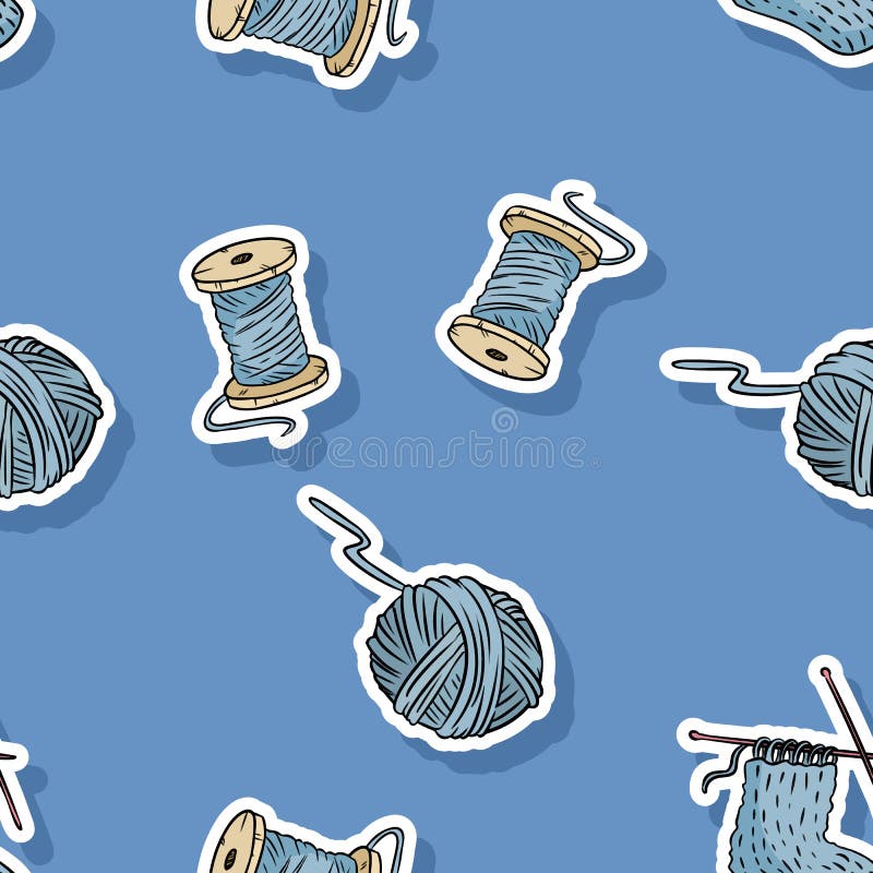 Drewniany bawełniany nici i przędz bezszwowy wzór Handmade śliczny kreskówka wzoru projekt ilustracja wektor Drewniany bawełniany nici i przędz bezszwowy wzór Handmade śliczny kreskówka wzoru projekt ilustracja wektor