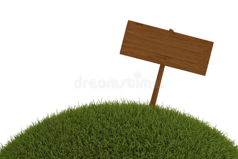Drewniany billboard na trawie odizolowywającej na białym tle 3D ja ilustracja wektor Drewniany billboard na trawie odizolowywającej na białym tle 3D ja ilustracja wektor