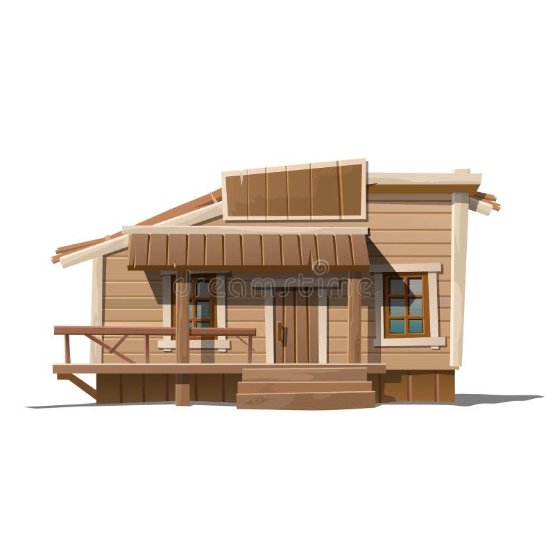 Wooden house with sign and porch in country style, series of vector house. Wooden house with sign and porch in country style, series of vector house