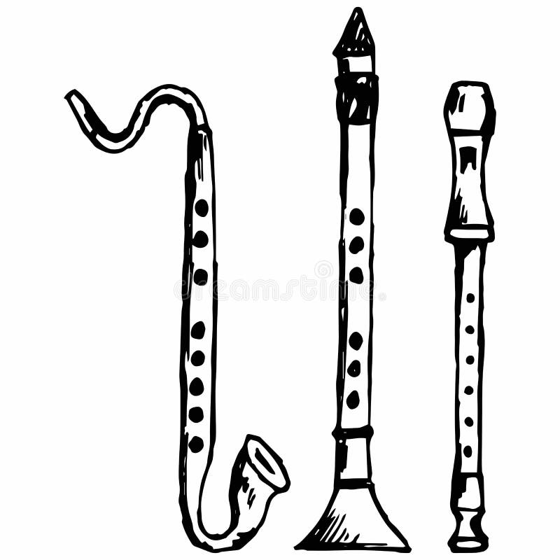 Drewniany dyszkanta flet ilustracji Drewniany dyszkanta flet ilustracji