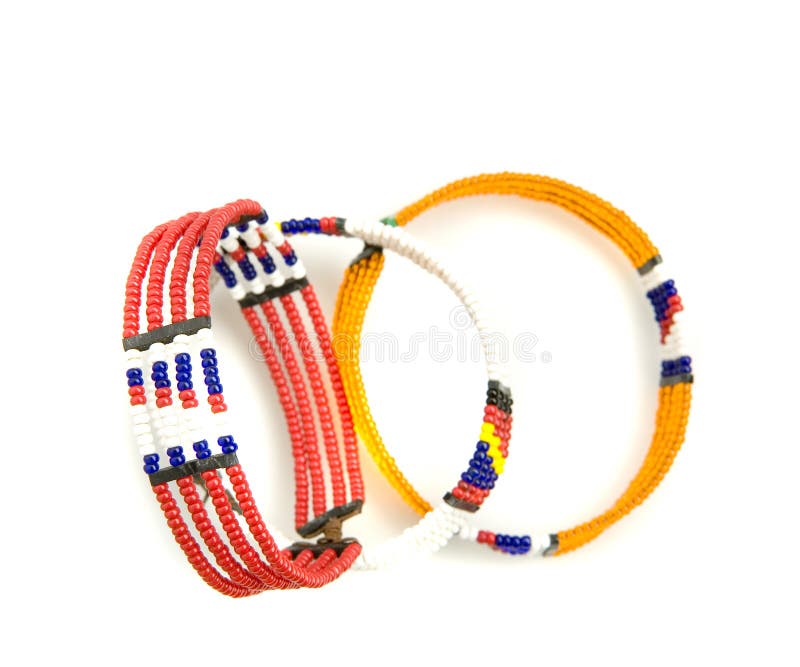 Drie Afrikaanse armbanden stock foto. Afbeelding bestaande uit art 7881372