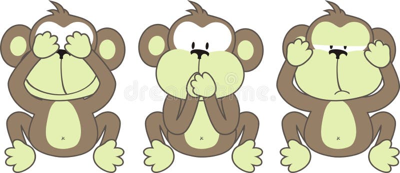 Drie apen het zeggen vector illustratie Drie apen het zeggen vector illustratie