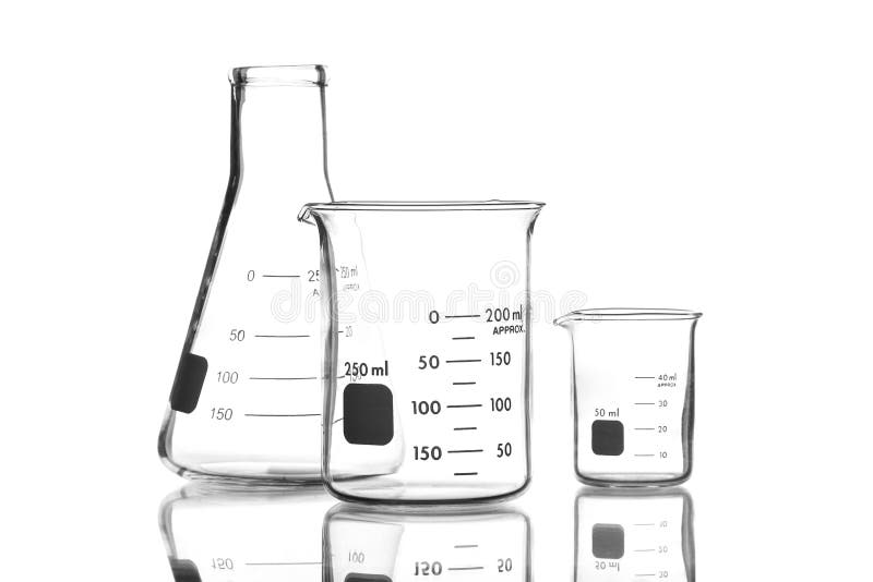 Three different type of beakers on a white background. Three different type of beakers on a white background.