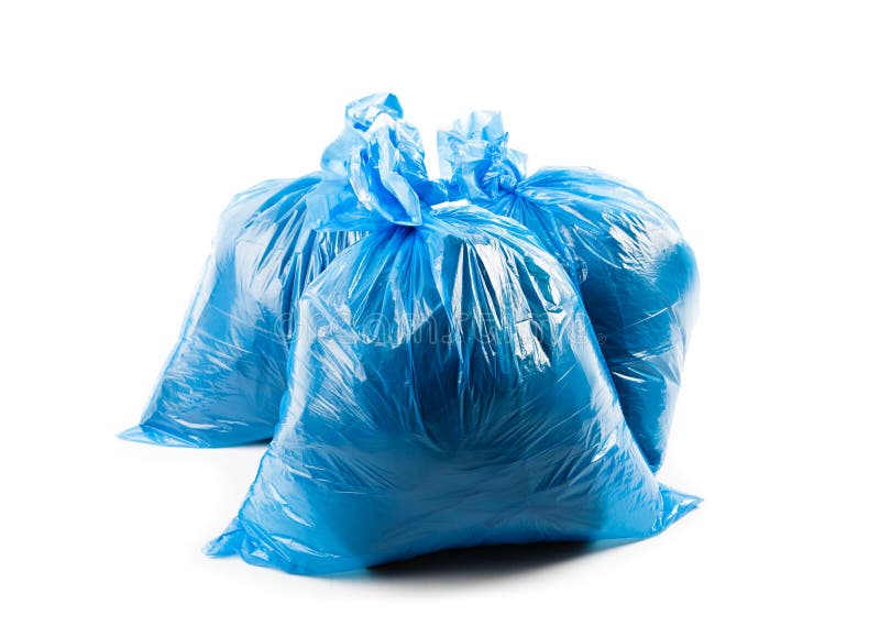 Contour apotheker grot Drie blauwe vuilniszakken stock afbeelding. Image of plastiek - 77052029