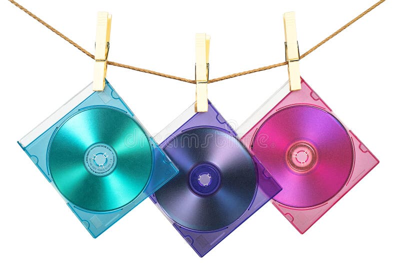 Drie CDs in coloful gevallenmoeilijke situatie royalty-vrije stock foto Drie CDs in coloful gevallenmoeilijke situatie royalty-vrije stock foto