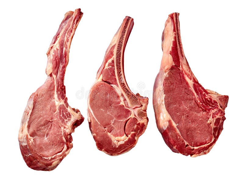 Drie Droge oude ruwe lapjes vlees van het tomahawkrundvlees stock afbeelding Drie Droge oude ruwe lapjes vlees van het tomahawkrundvlees stock afbeelding