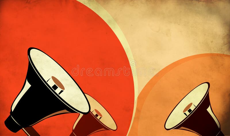 Drie luidsprekers op een vintage achtergrond royalty-vrije illustratie