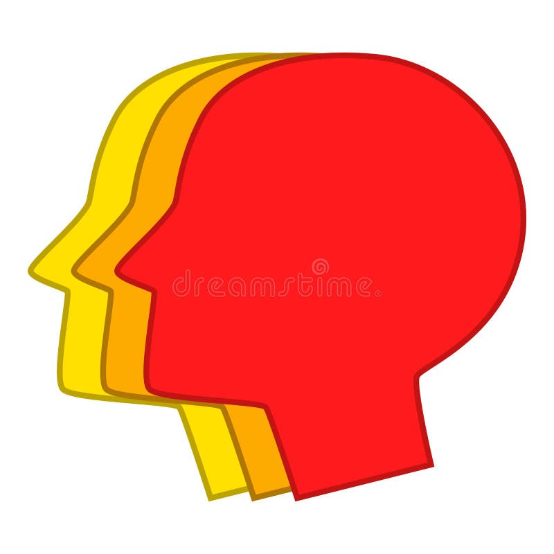 Drie mannelijk hoofdsilhouettenpictogram, beeldverhaalstijl vector illustratie Drie mannelijk hoofdsilhouettenpictogram, beeldverhaalstijl vector illustratie
