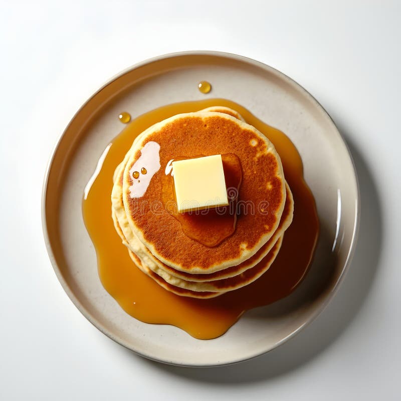 Drie Pannenkoeken met Boter en Ahornsiroop vector illustratie