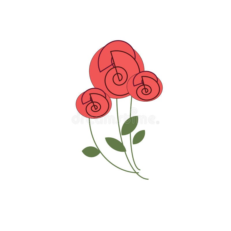 Drie rode rozen op dunne stammen stock illustratie Drie rode rozen op dunne stammen stock illustratie