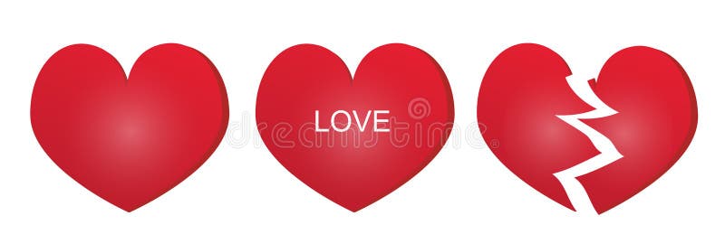 Drie types van rood hart vector illustratie Drie types van rood hart vector illustratie