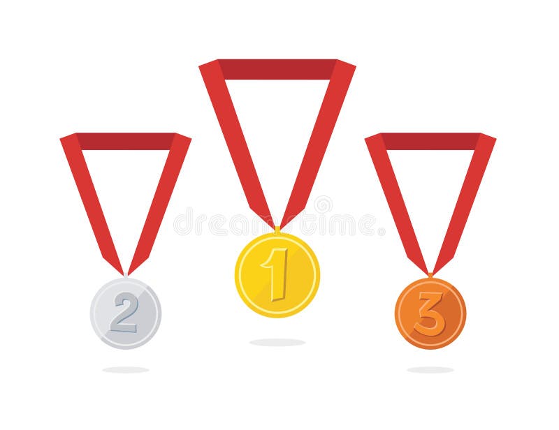 Drie vectormedailles stock illustratie Drie vectormedailles stock illustratie