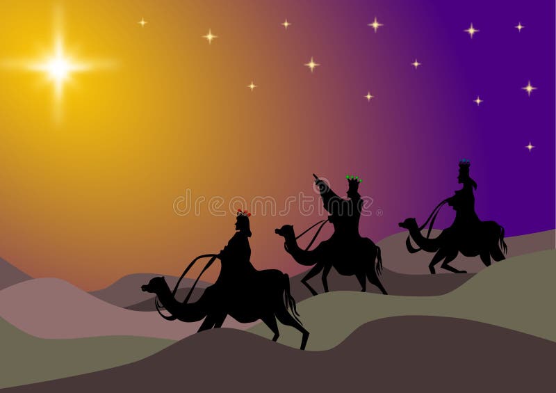 Drie Wijzen verlaten Nacht vector illustratie Drie Wijzen verlaten Nacht vector illustratie