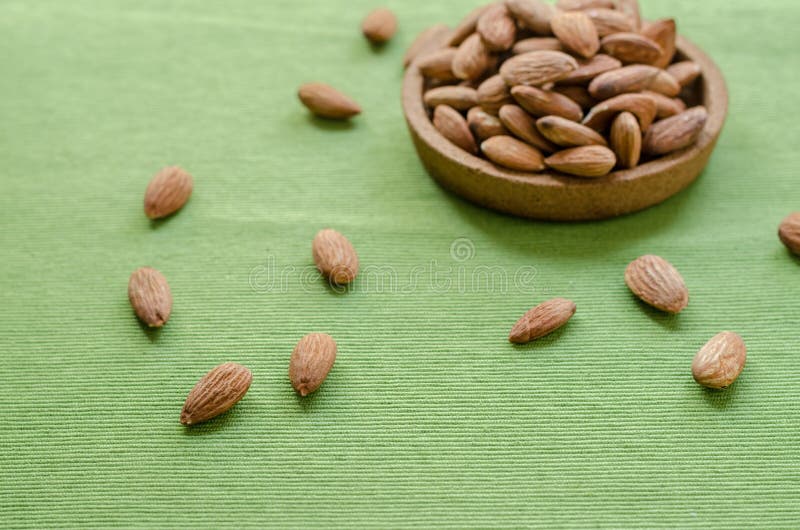 Dried almonds nut in lazy time. stock photos