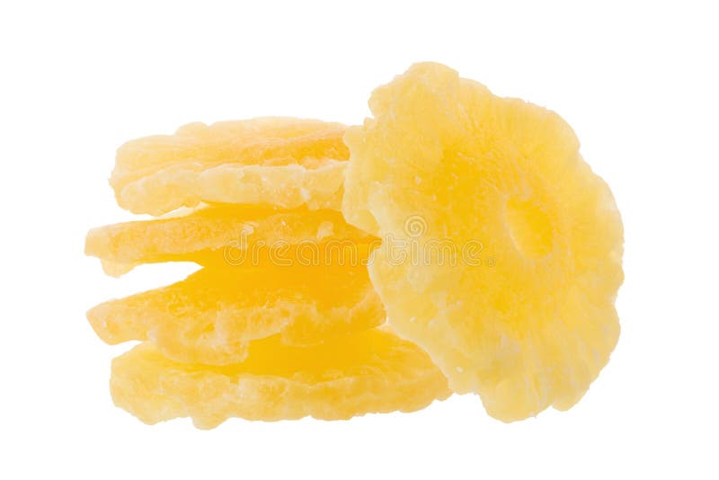 Dried Ananas Slices in the Basket, Candied Pineapple Slice Isolated on