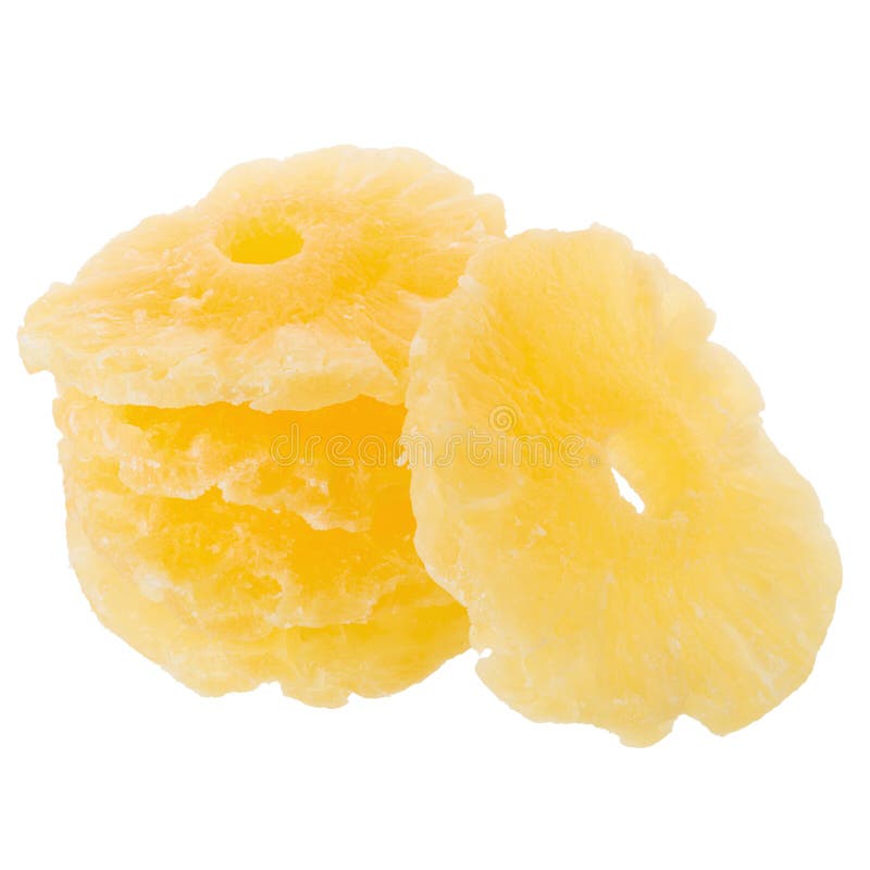 Dried Ananas Slices, Candied Pineapple Slice Isolated on White B Stock