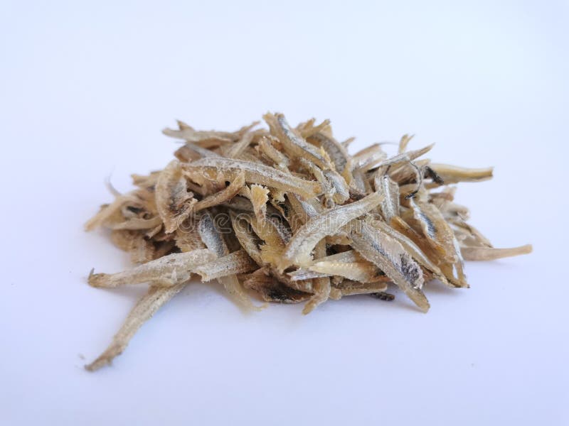 Dried Anchovies Isolated on White Background. Stock Photo Image of