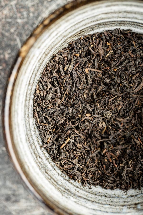 Dried black tea leaves stock image. Image of english 161907315