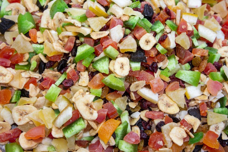 Dried and Candied Exotic Fruit Pineapple Papaya Lemon Orange Stock