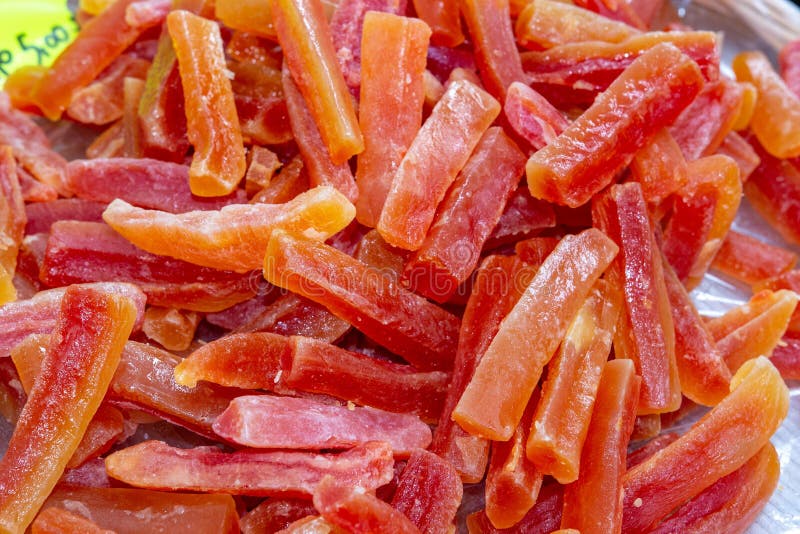 Dried and Candied Exotic Fruit Pineapple Papaya Lemon Orange Stock