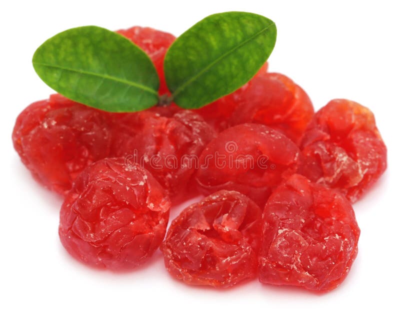 Dried Cherry with Green Leaves Stock Photo Image of cherry, group