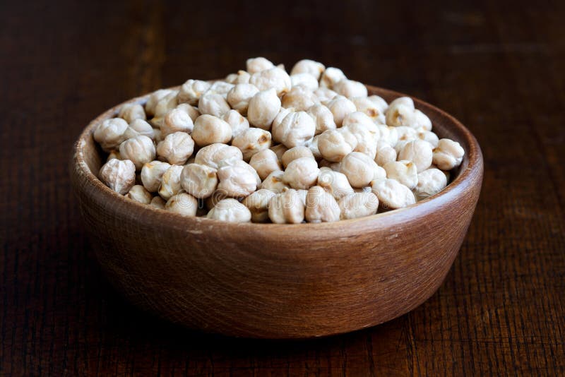 Dried Chickpeas in Brown Wooden Bowl. Stock Image Image of uncooked