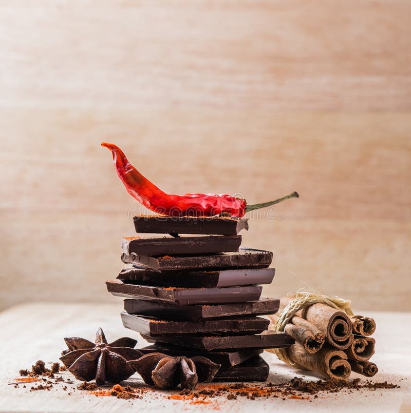Dried Chili Pepper, Chocolate and Other Spices Stock Image Image of
