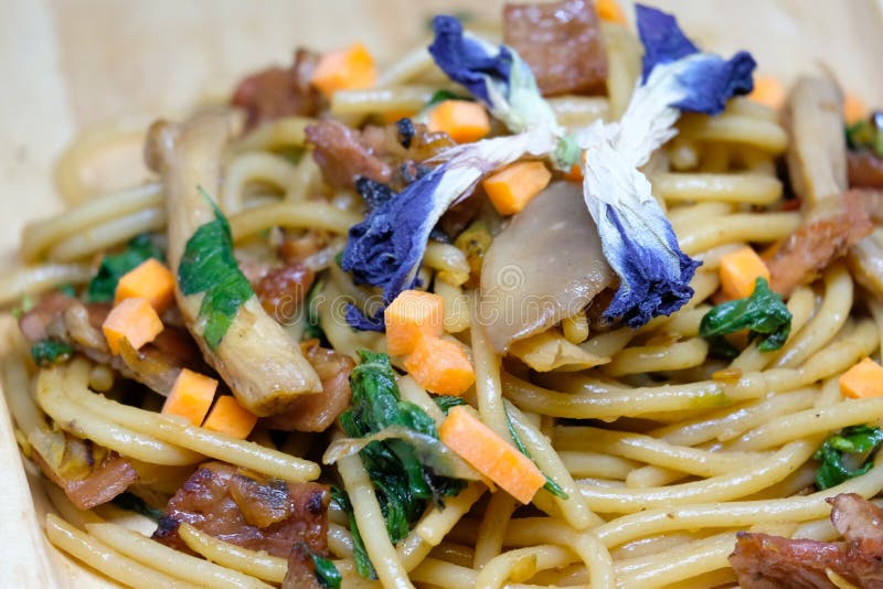 Dried Chilli and pork Spaghett. Italian pasta spaghett stock images, royalty-free photos and pictures