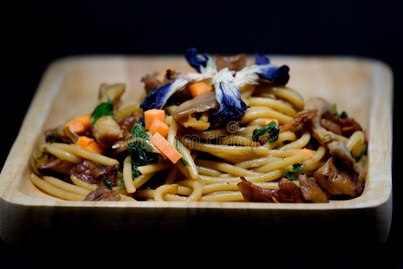 Dried Chilli and pork Spaghett. Italian pasta spaghett stock images, royalty-free photos and pictures