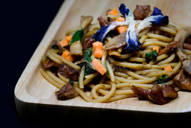 Dried Chilli and pork Spaghett. Italian pasta spaghett stock images, royalty-free photos and pictures