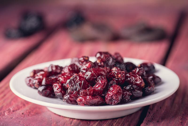 Dried Cranberries on the Plate Stock Photo Image of close, macro