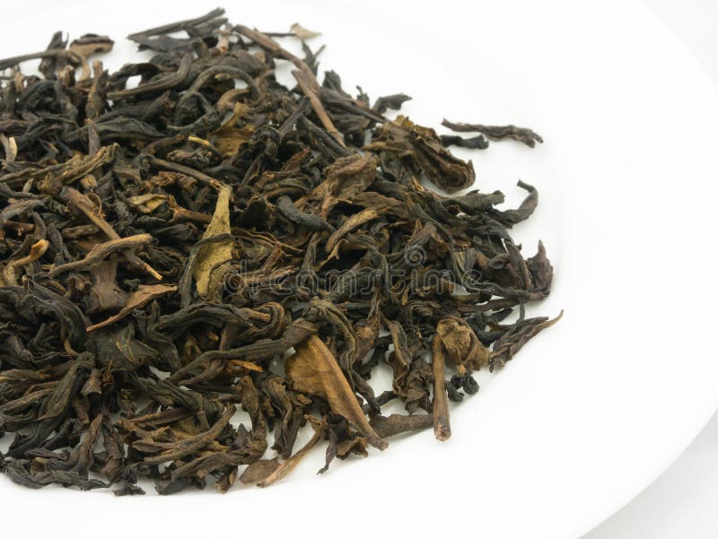 Dried Earl Grey Tea Leaves on White Plate Stock Photo Image of leaves, close 53758448