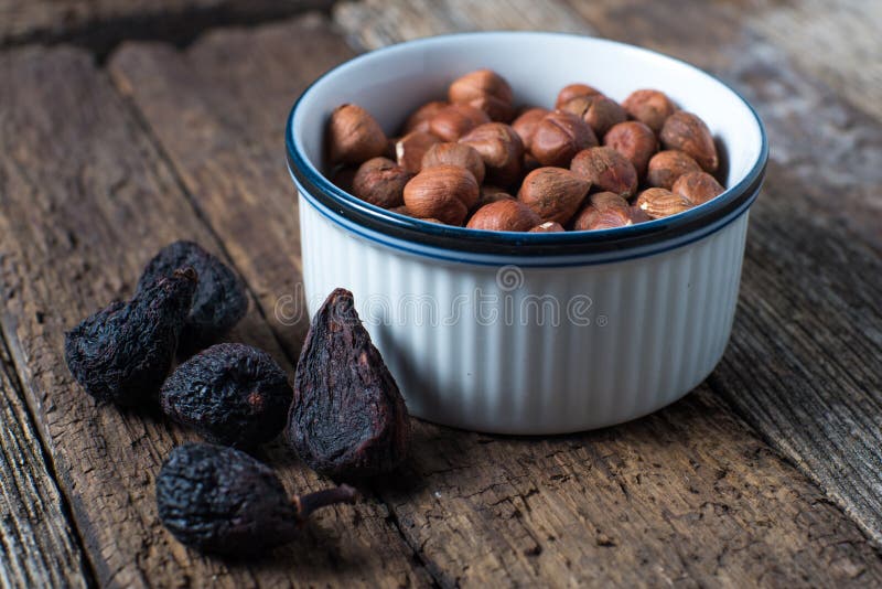 Dried Figs and Hazelnuts Food Ingredients Stock Image Image of
