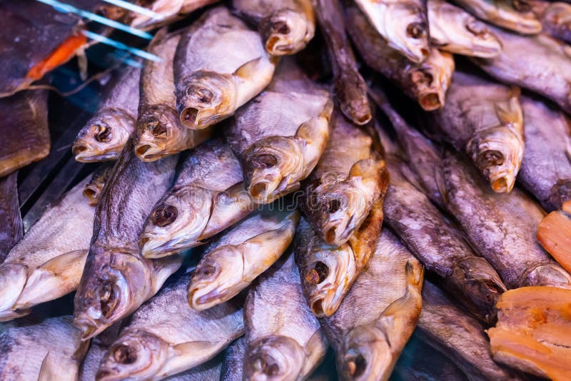 Dried Fish Chekhon on the Counter of the Store Stock Image Image of pelecus, bazaar 202799945