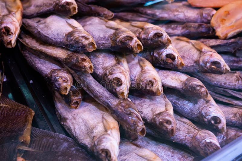 Dried Fish Chekhon on the Counter of the Store Stock Photo Image of